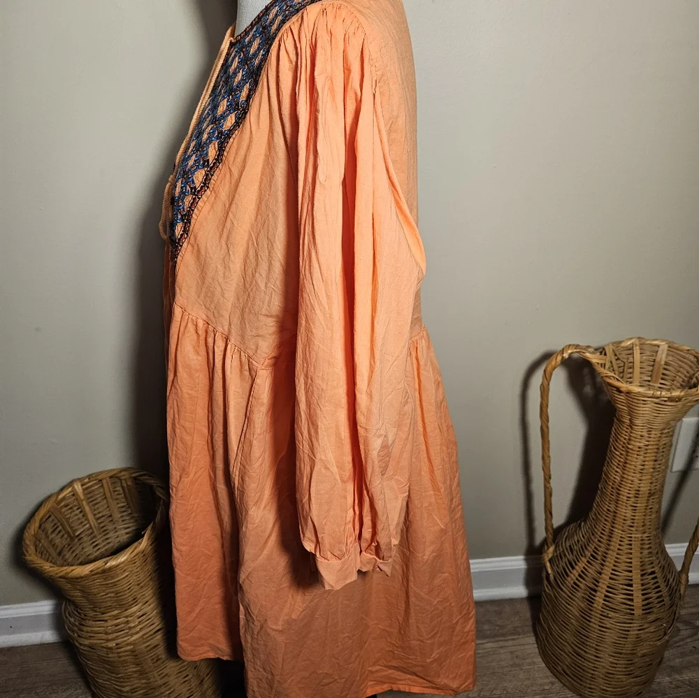 Velzera Orange Mini Dress with Bishop Sleeves - Picture 9 of 14
